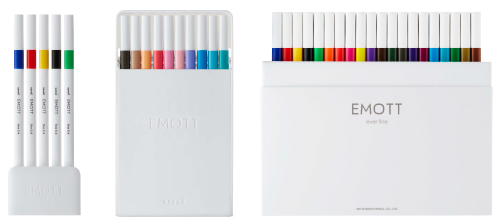 左から「EMOTT（エモット）」5色セット、10色セット、40色セット