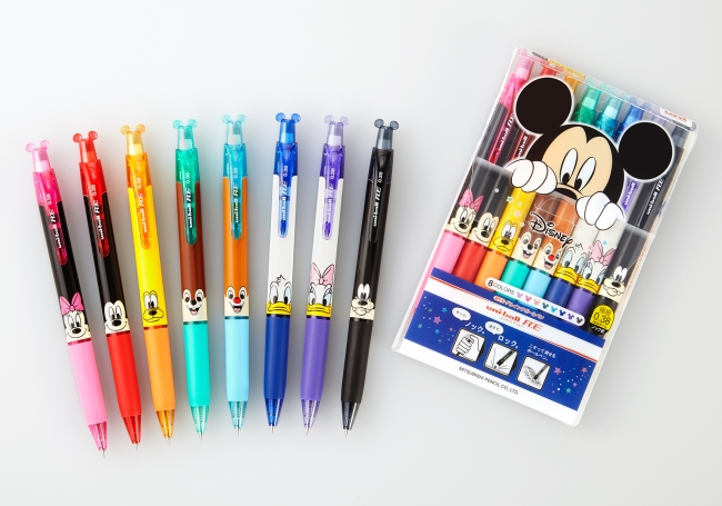 ユニボール　RE　極細0.38mm／ディズニーシリーズ　8色セット　　©Disney