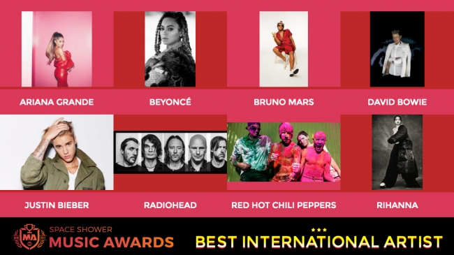 「BEST INTERNATIONAL ARTIST」ノミネート一覧