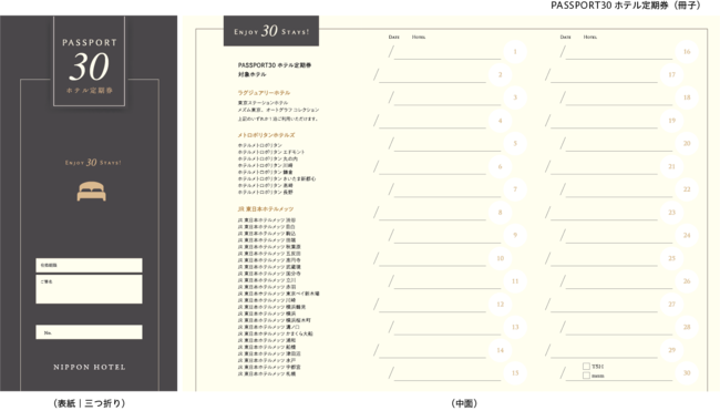 ご利用にあたっては「PASSPORT30 ホテル定期券（冊子）」が必要になります。