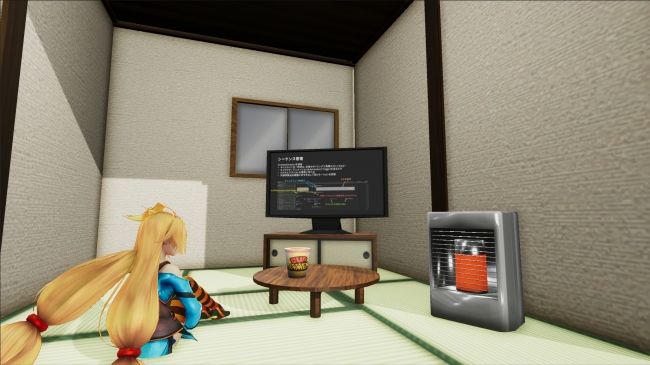 講演スライドがUnity内の和室のテレビに表示