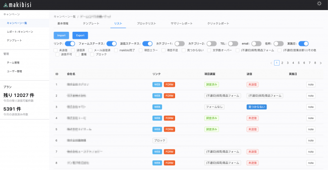 新規リードを安定供給するための分析ができるmakibisi管理画面