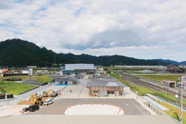 「うのすまい・トモス」と名付けられた鵜住居駅前エリア。ラグビーワールドカップの開催で大いににぎわった。