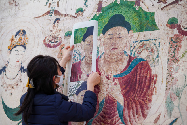 《法隆寺金堂壁画第6号壁》（焼損前再現）の制作風景