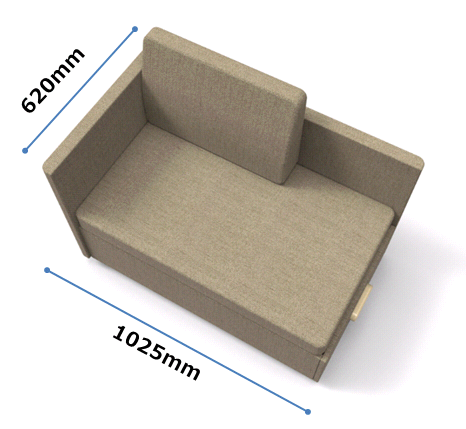 奥行きは従来の２人がけソファと同等サイズ以下