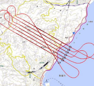 航空レーダー測量によるフライト経路