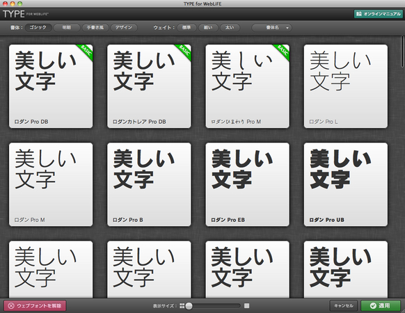 TYPE for WebLiFE操作画面