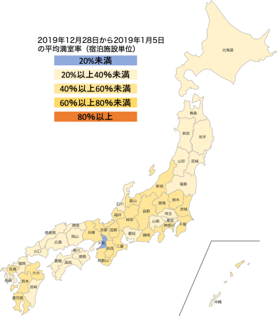 都道府県別年末年始満室率