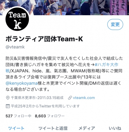 個人の団体にも関わらず、Team-Kのフォロワーは8,000人を超えている。