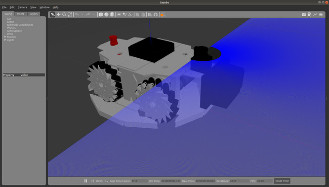Gazebo上でのシミュレーション実行例
