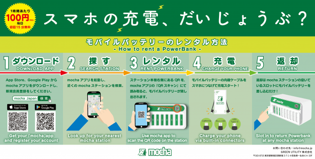 スマホ充電サービスmochaの利用手順