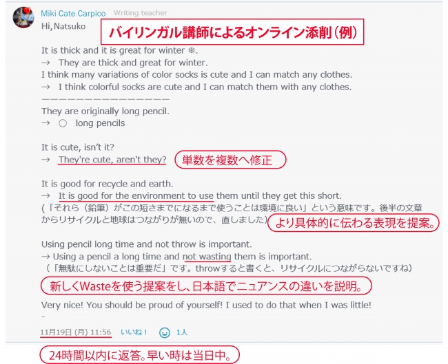 バイリンガル講師添削2