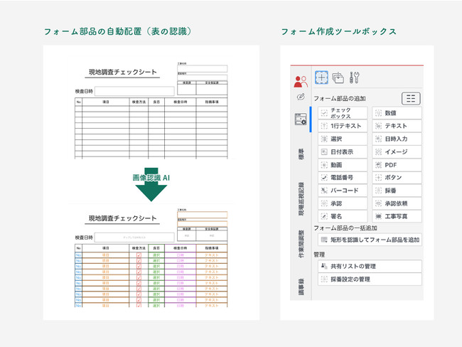 画像認識AI技術を応用したフォーム作成支援機能