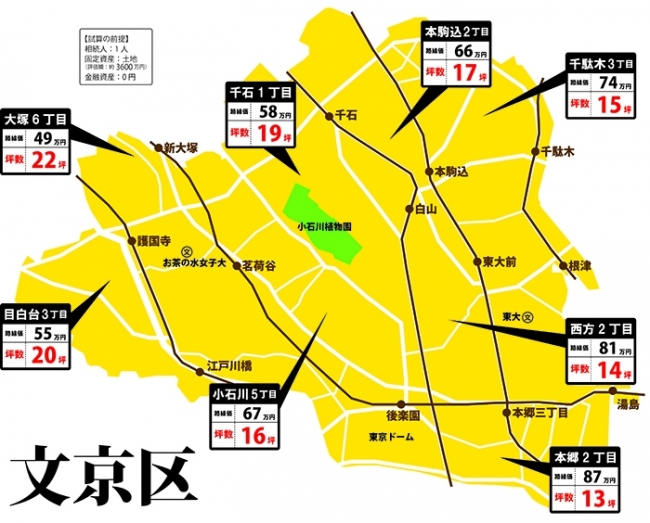 文京区の相続税マップ