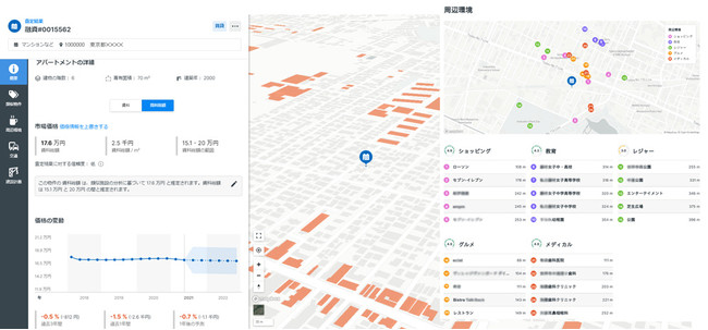 図：賃料査定、暮らしやすさのスコアリングの画面イメージ