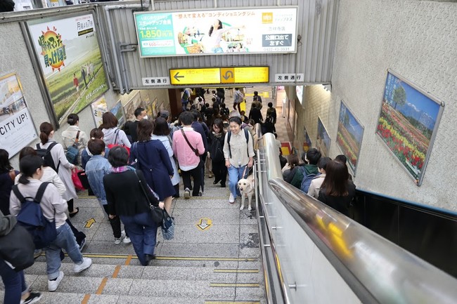 多くの人が行きかう駅もアイメイトと一緒なら安心