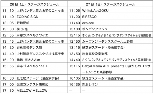 ステージスケジュール