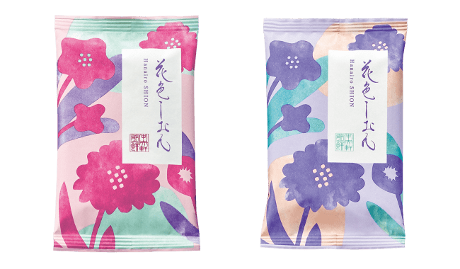 個包装デザイン（左）薄紅　(右)藤紫