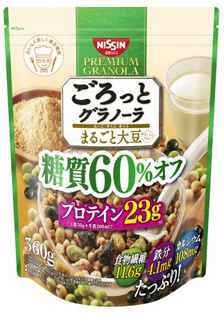 日清シスコ「ごろっとグラノーラ まるごと大豆 糖質60％オフ 360g」