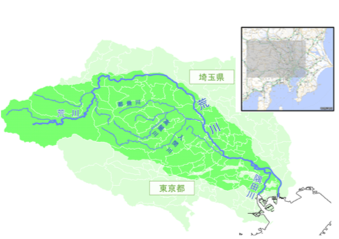 ▲ちちぶ地域と関係の深い荒川流域の供給エリア