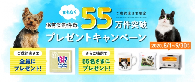 アイペット損保、「まもなく保有契約件数55万件突破プレゼントキャンペーン」開始