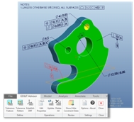 GD&T Advisorの操作メニューと3Dアノテーション