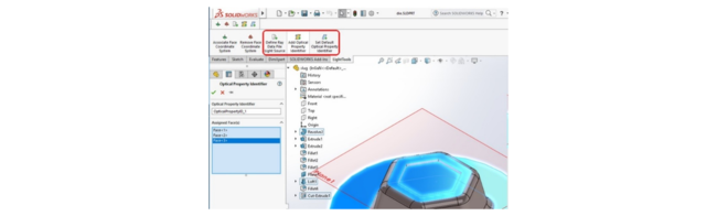 SOLIDWORKS内での光学特性の割り当て