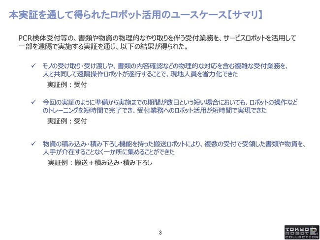 本実証を通して得られたロボット活用のユースケース ※主催者発表資料