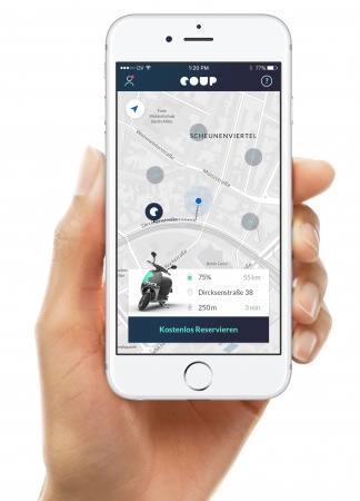 Coup がアプリ制御式の電動スクーターシェアリングサービスを提供