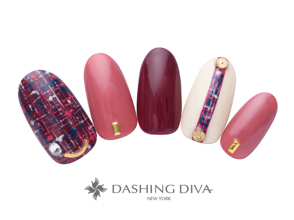 チェックのラインで差をつけた秋色ピンクネイル ★DASHING DIVAネイルコンテストトレンドデザイン賞