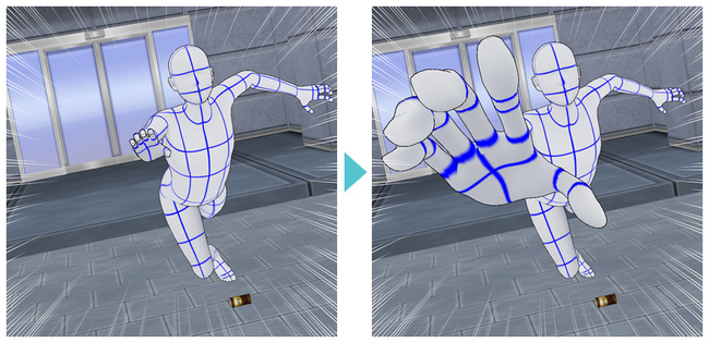 3Dデッサン人形へのマンガパース機能の適用例