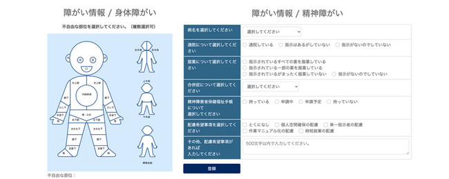 細かい障がい情報を入力