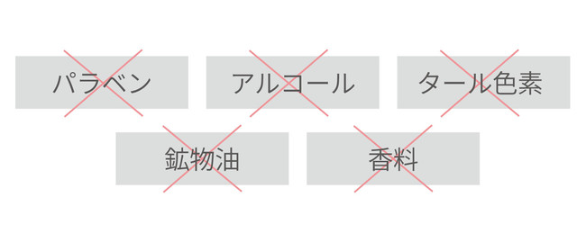 お肌に嬉しい、5つのストレスフリー設計