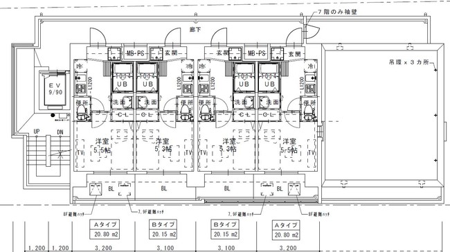 スプランディッド元町山手　間取り図（7階～9階）