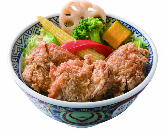 から揚げ丼ON野菜  657円