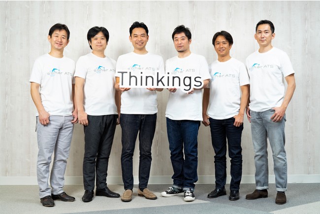 【左から】みずほキャピタル 黒崎氏、XTech Ventures 西條氏、Thinkings吉田、Thinkings瀧澤、インキュベイトファンド 本間氏、i-nest capital 塚本氏