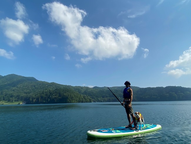 野尻湖で愛犬とSUP