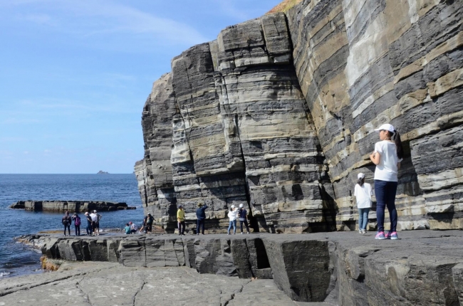 日本海ができた頃の海底の地層（須佐ホルンフェルス・萩ジオパーク）