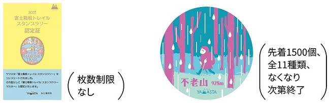 認定証（左）と缶バッジ（右、デザインはイメージ）