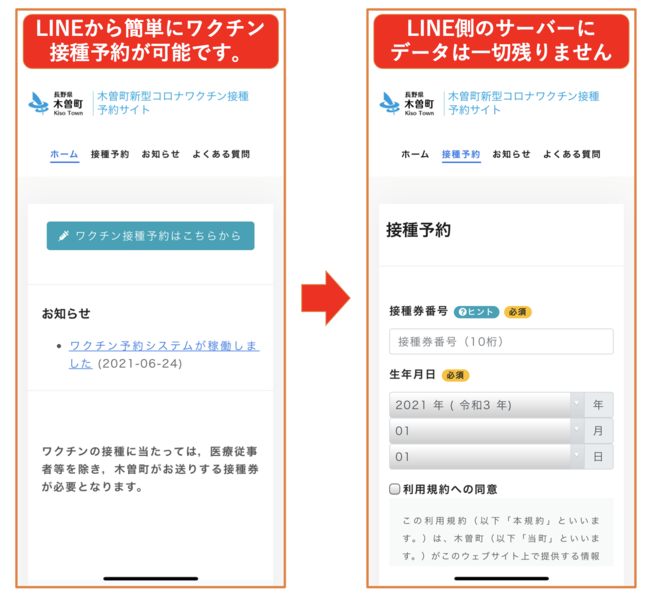 ウェブや電話だけでなくLINEからも簡単にワクチン接種予約が可能です