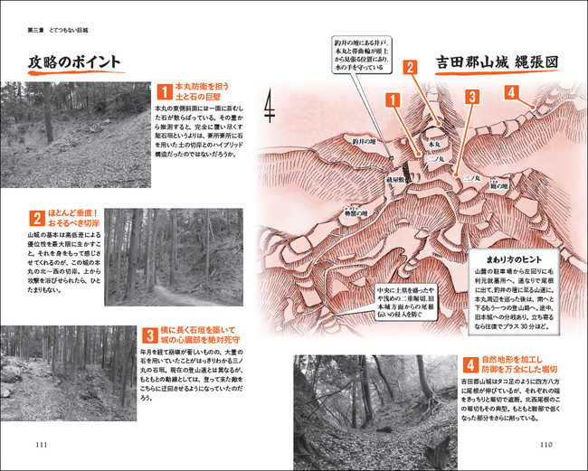 立体型の城の図には解説だけでなく、写真や攻略のポイントをわかりやすく明記