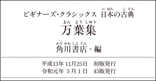 ※角川ソフィア文庫　万葉集関連書籍「令和元年5月1日発行」奥付サンプル