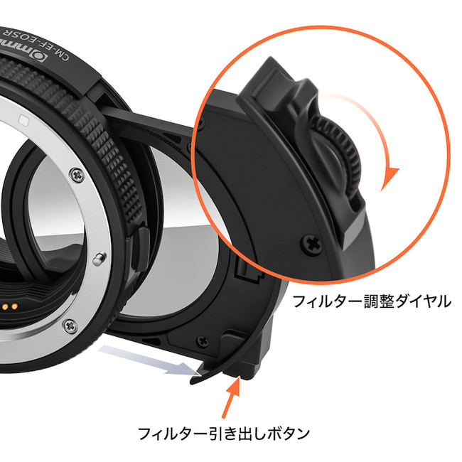 フィルター調整ダイヤルでフィルターの効果を調整できます。