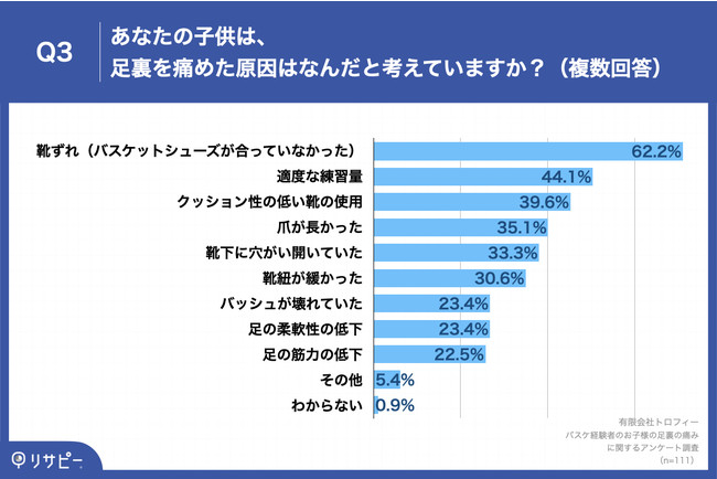 Q3.あなたの子供は、足裏を痛めた原因はなんだと考えていますか？（複数回答