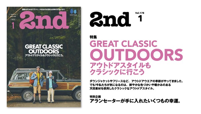 『2nd(セカンド)』2022年1月号「GREAT CLASSIC OUTDOORS アウトドアスタイルもクラシックに行こう。」特集