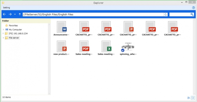 　画面例 3） FileManagerはファイル種別のアイコン表示・画像のサムネイル表示に対応