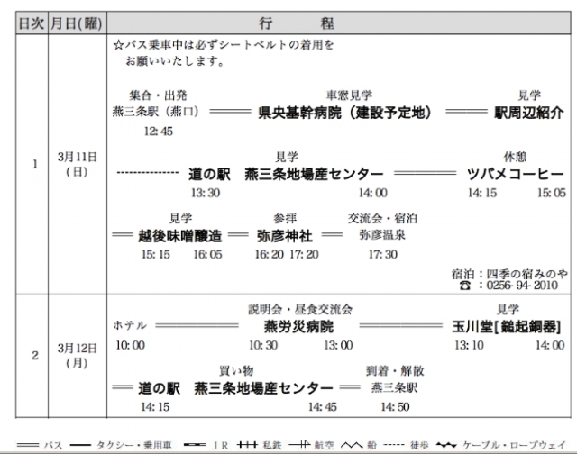 行程表