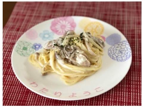 牡蠣のレモンクリームパスタ