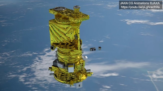 図３　ロケットの最終段から放出されるKOSEN-1衛星のCG（提供：JAXA）