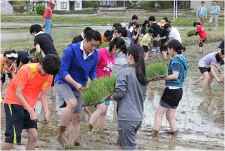 高校生たちとの田植えの様子(５月)